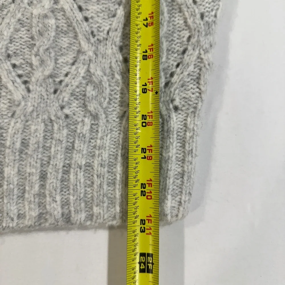 White House Black Market Fair Isle Cable Knit Sweater Women S Gray Metallic Wool
